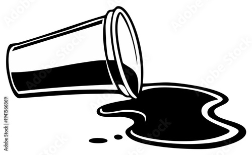 Spilled liquid beverage from overturned container vector illustration