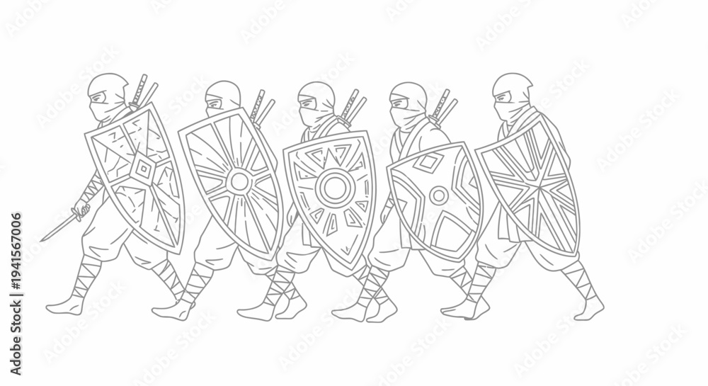 Obraz premium Ninja Warriors Formation Shield Formation Lineup