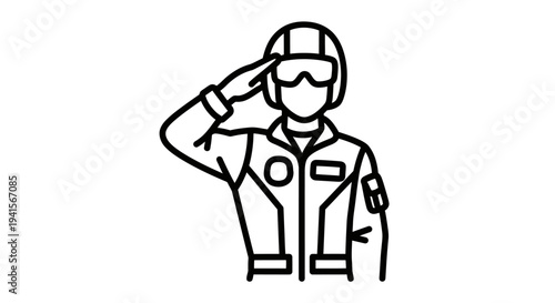 Pilot Saluting Icon, Military Aviation, Respect, Professionalism