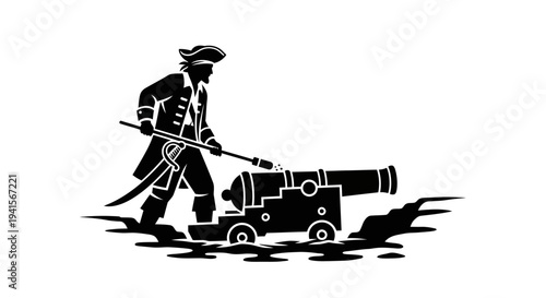Pirate with Cannon Silhouette