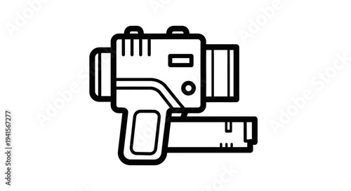 Retro Video Camera Icon, Vintage Camcorder Symbol, Old School Filming Equipment