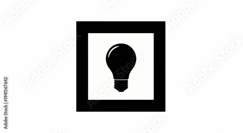 Simple black light bulb icon inside a square frame against a white background, representing ideas and innovation.