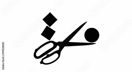 Creative concept of cutting out shapes with scissors, symbolizing ideas and creation