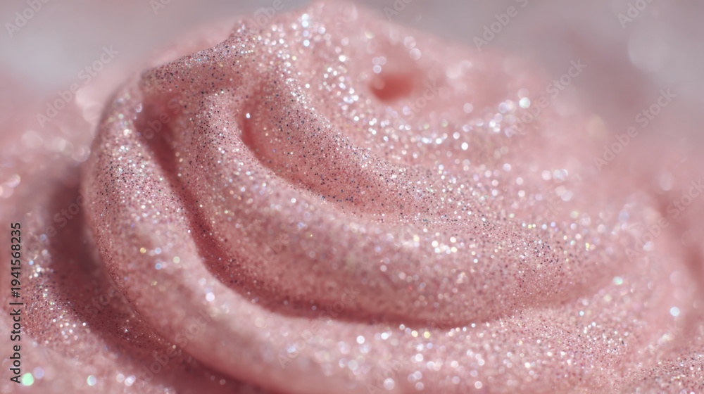 Fototapeta premium Delicate Pink Cream Swirl with Shimmering Glitter Details