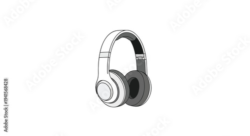 Vector illustration of black and white headphones
