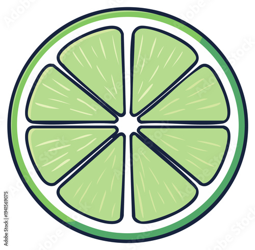 Vibrant Green Lime Slice Illustration Simple Stylized Fruit Graphic