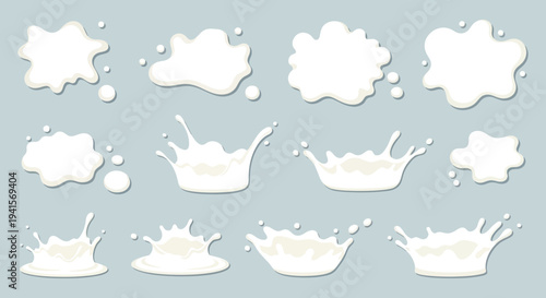 A collection of white abstract splash shapes against a pale blue backdrop presenting a clean modern silhouette high quality professional detailed