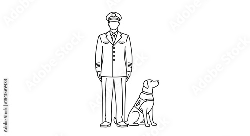 Security Officer with K9 Partner, Law Enforcement, Protection, Service Dog