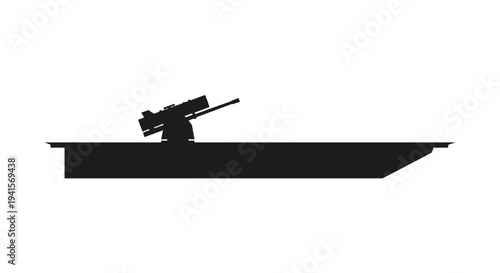 Silhouette of a Battleship Deck with a Gun Turret