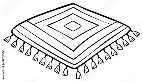 Isometric woven rug illustration with tassels creating a cozy and stylish home accent object for creative design