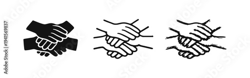 Handshake Icon Set - Business Agreement, Partnership and Cooperation Symbol