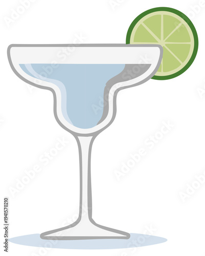Margarita Glass Cocktail with Lime Slice Graphic Icon Illustration