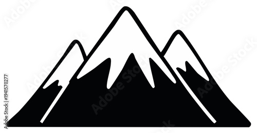 Stylized Snowy Mountain Peaks Icon Silhouette