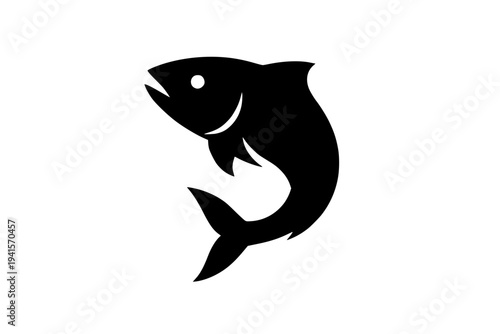 Black tuna fish silhouette swimming isolated vector illustration minimalist design