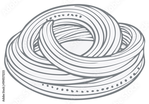 Abstract illustration of a looped structure with interconnected lines and subtle dotted accents.