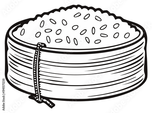 Steaming bowl of cooked rice, Asian cuisine, traditional serving