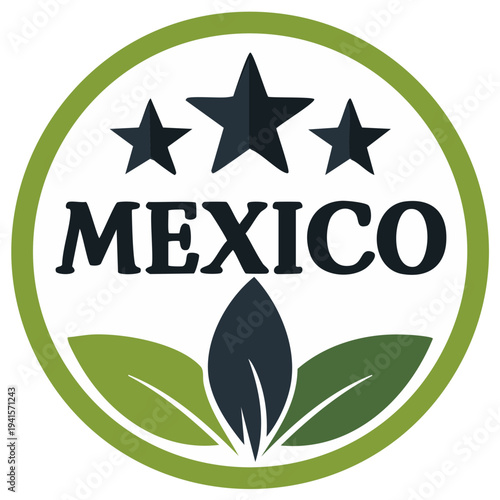 Emblematic Mexican design with stars and leaves signifying national pride and nature