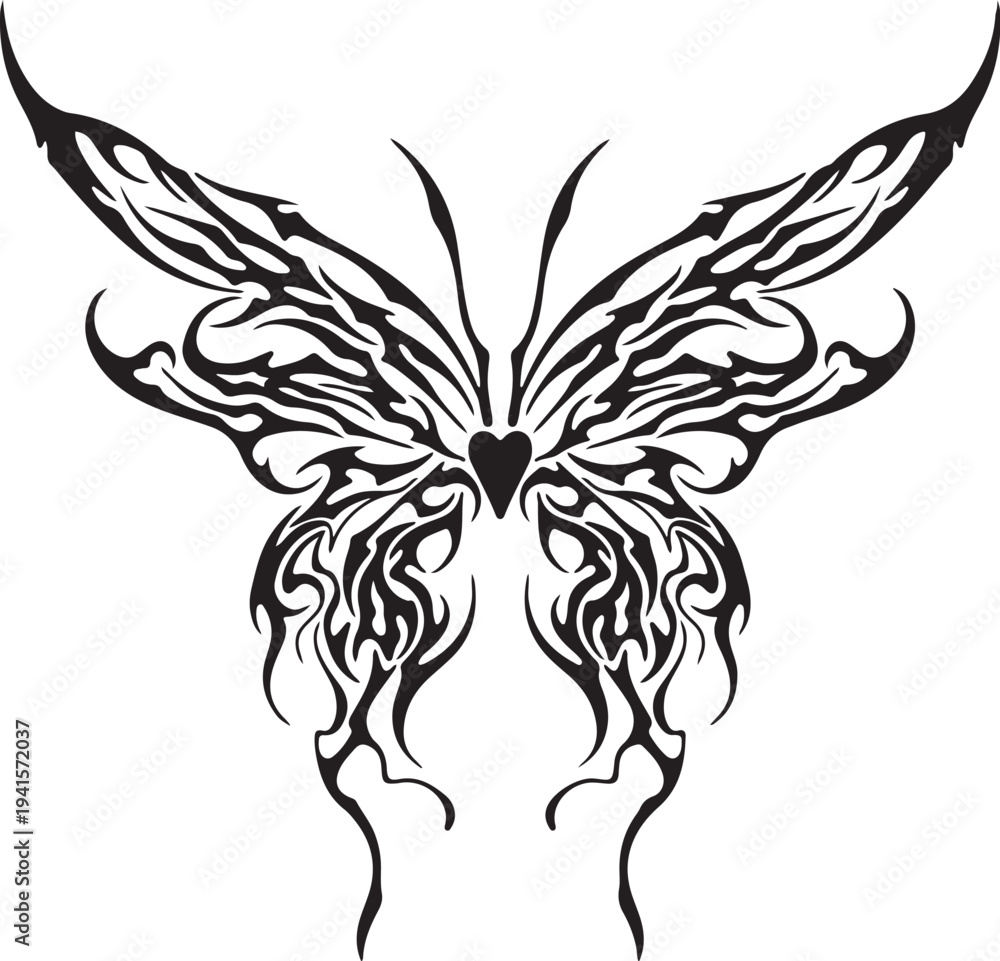Obraz premium Cybersigilism tribal butterfly tattoo design