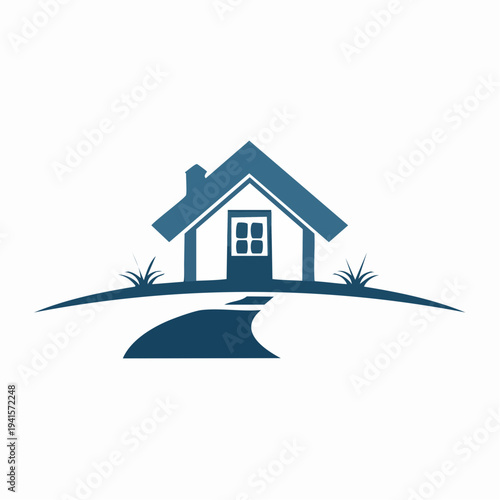 A house with a path leading to its front door, symbolizing home and real estate