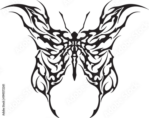 Cybersigilism tribal butterfly tattoo design