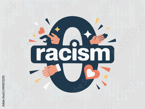 Modern "Zero Racism" Typographic Vector
