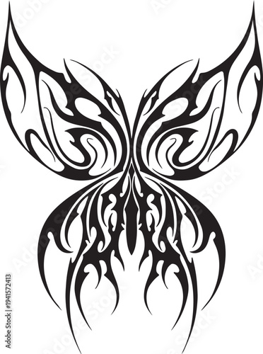 Cybersigilism tribal butterfly tattoo design