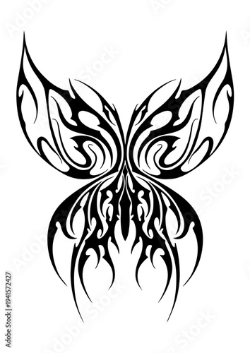 Cybersigilism tribal butterfly tattoo design