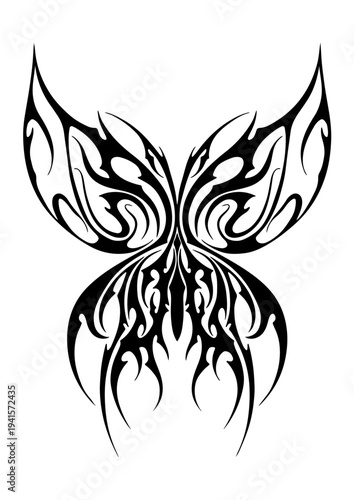 Cybersigilism tribal butterfly tattoo design