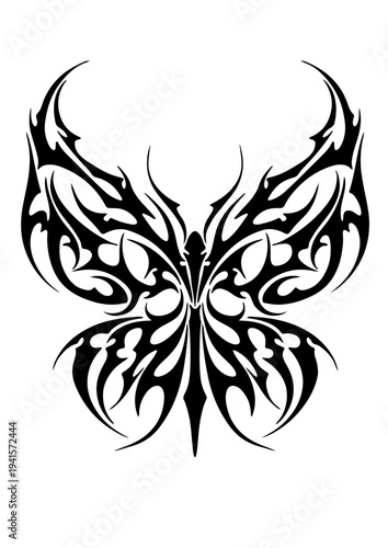 Cybersigilism tribal butterfly tattoo design