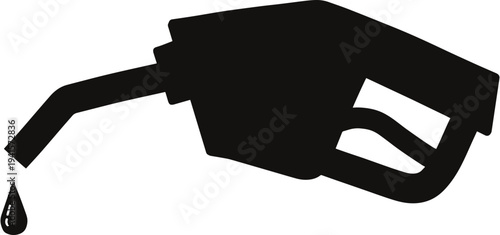 Black gas pump nozzle icon silhouette for fuel and energy concept