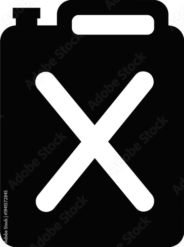Black jerrycan icon illustration for fuel and gasoline storage