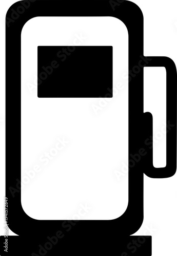 White gas station icon silhouette isolated on black background