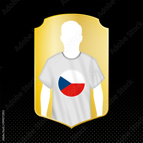 Czech Republic Football Player Silhouette Card with National Flag Icon.