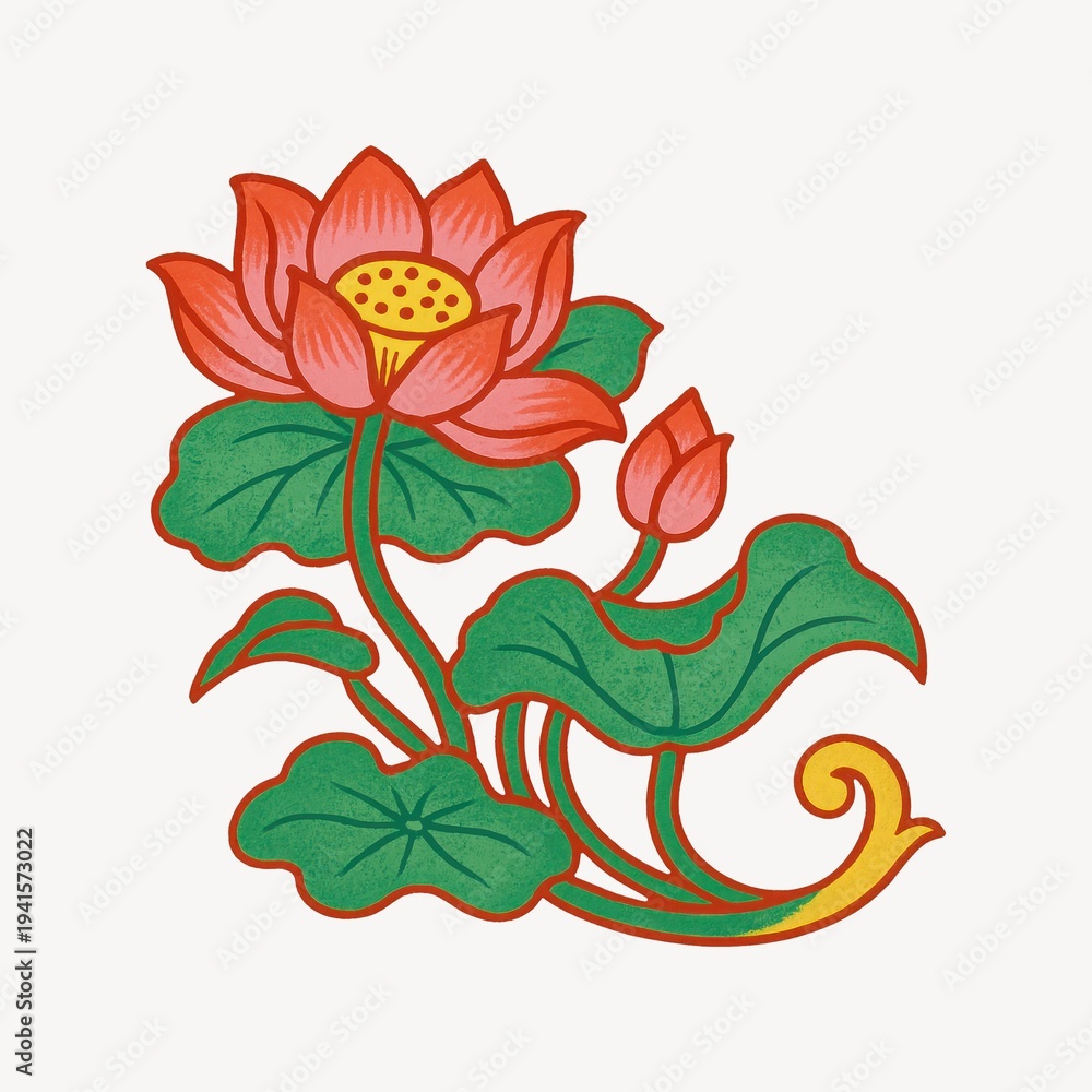 Fototapeta premium Vibrant lotus flower illustration