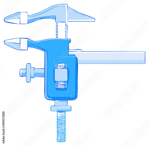 Vernier Caliper Illustration Precise Measuring Tool Blue Detail