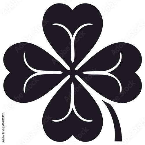 Stylized four leaf clover icon vector illustration good luck symbol