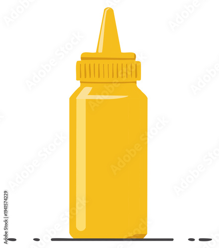 Illustration of a Yellow Squeeze Bottle for Condiments, Vector Graphic