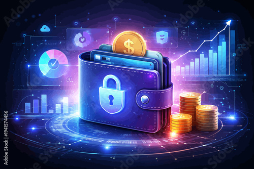 Digital wallet security with graphs and coins in virtual financial technology setting