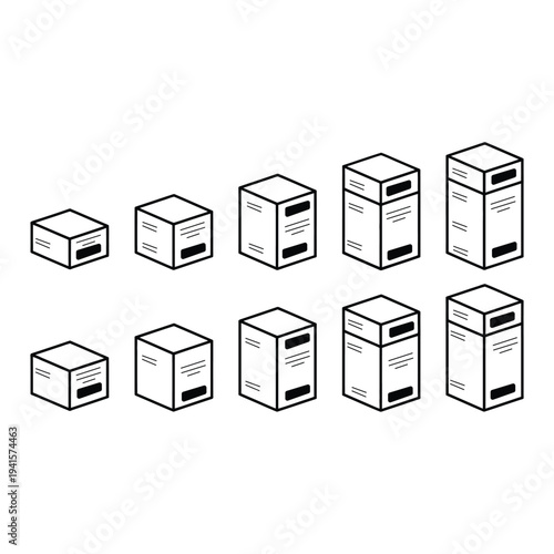 Server rack evolution icons showing data center hardware growth