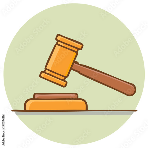 Gavel and Sounding Block Cartoon Illustration Symbolizing Law Justice Judgement Authority and Legal Proceedings