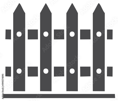 Simple Picket Fence Silhouette with Rounded Finials and Square Insets