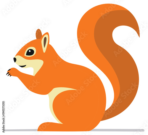 Friendly orange squirrel cartoon character illustration with a bushy tail standing happy rodent