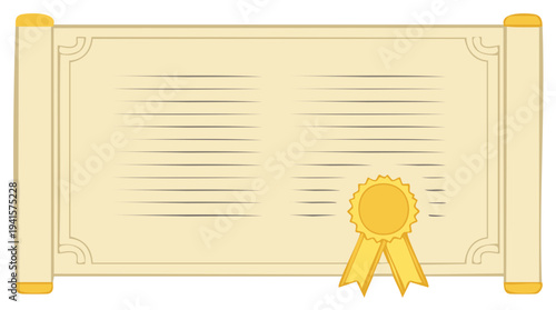 Scroll Certificate with Golden Seal and Ribbon Elegant Design