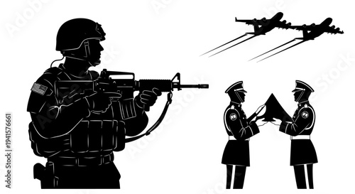 Soldier, Honor Guard, and Airplanes - Military Service and Sacrifice