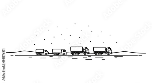 Trucks in a row, convoy, delivery, transport, logistics, road, journey