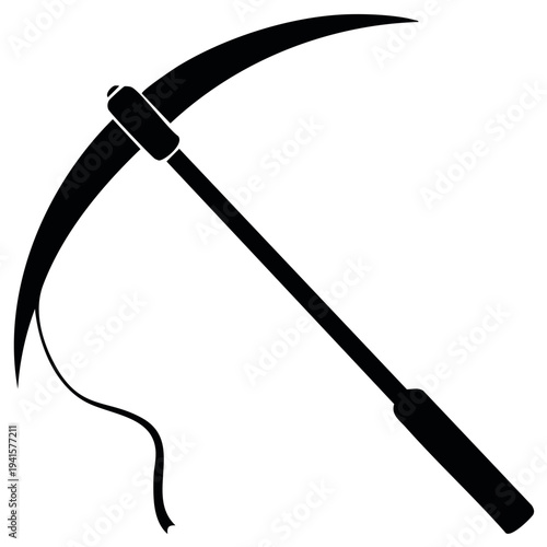 Stylized illustration of a scythe, the iconic tool of death and harvest