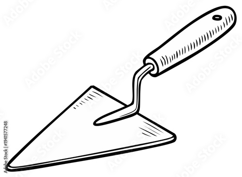 Simple Hand Drawn Illustration of a Triangular Trowel Tool