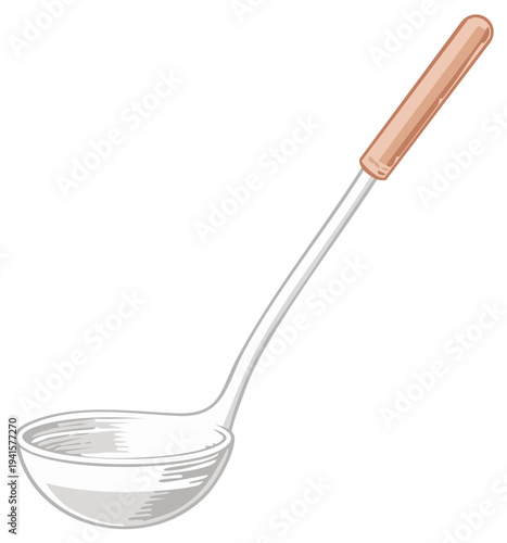 Classic Metal Ladle with Wooden Handle for Kitchen Cooking Serving