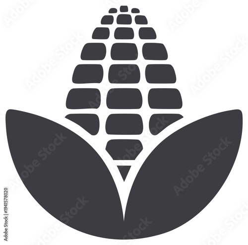 Simple Ear of Corn Icon Graphic Fresh Harvest Corncob Vector Illustration