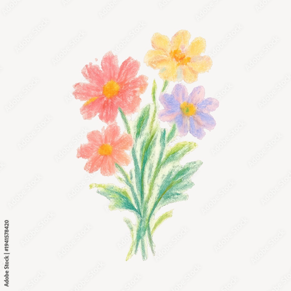 Fototapeta premium Colorful pastel flower illustration